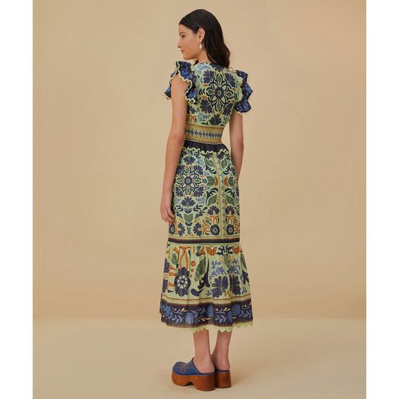 Farm Rio Ocean Tapestry Sleeveless Maxi Dress Size Large - Picture 3 of 9